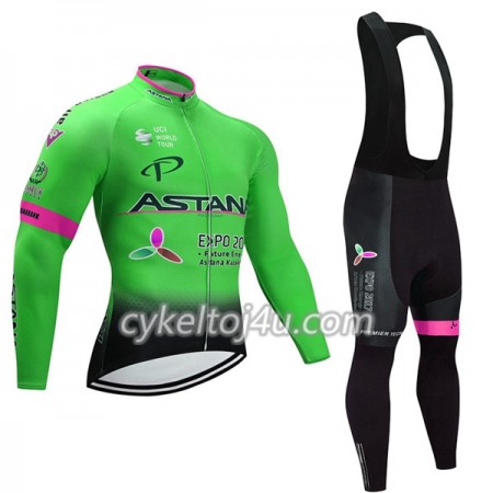 Cykeltrøje Langærmet + Bib Cykelbukser 2017 Astana Pro Team Dame N002